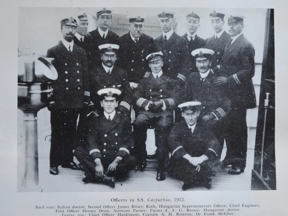 The Carpathia's key officers that participated in the rescue of the Titanic survivors.