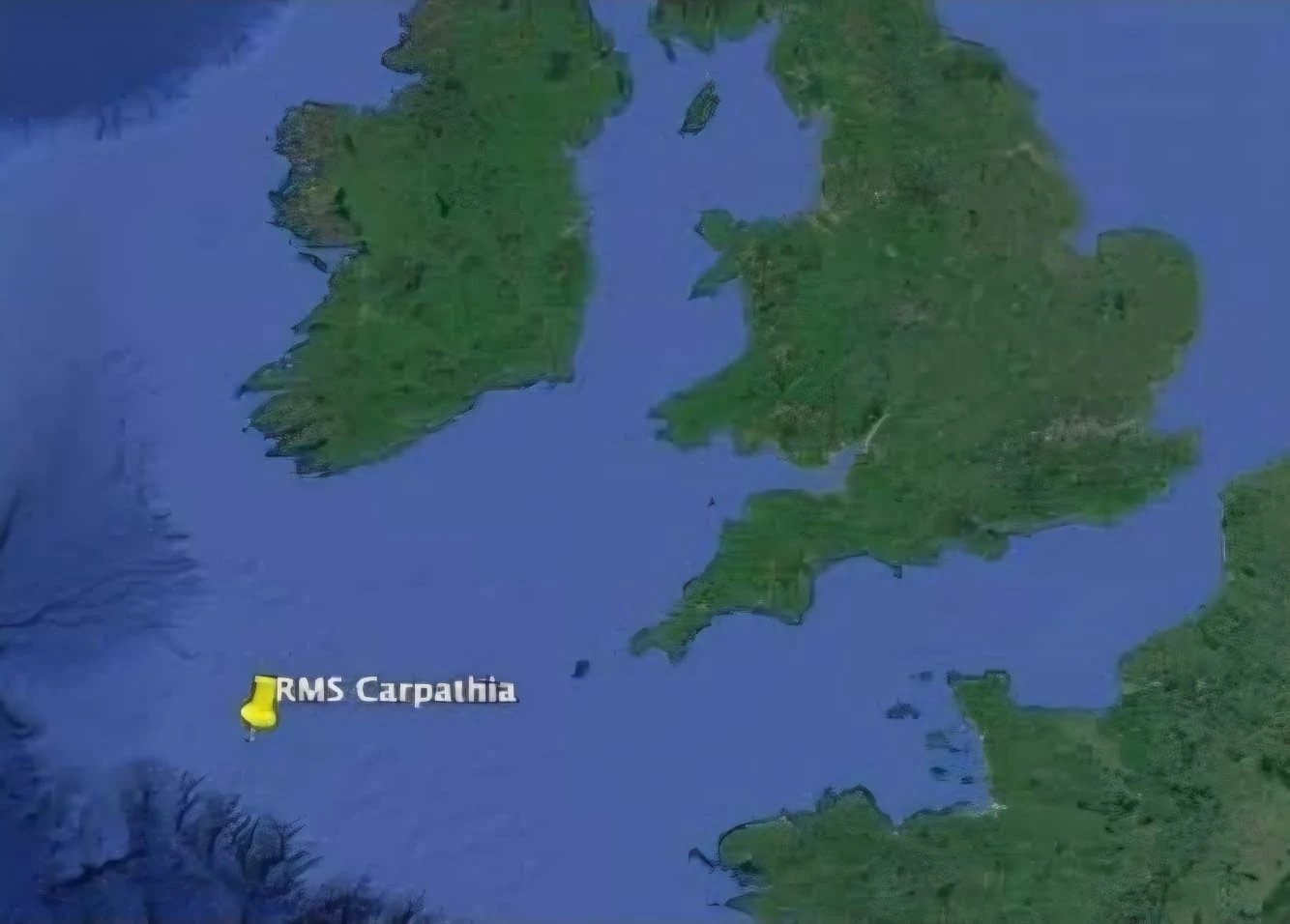 Carpathia wreck map